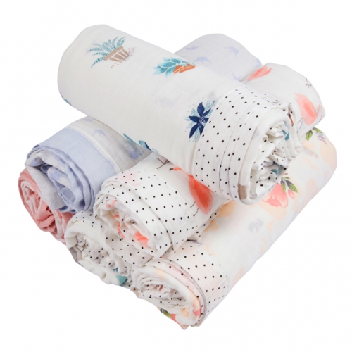 Miracle Baby Bamboo Swaddle Blankets Muslin Cotton Large Swaddling Wrap Shower Double/Four Layers Receiving Blankets 47''x 47''