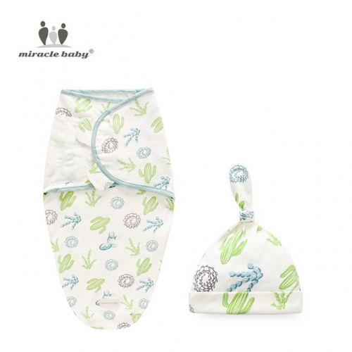 Infant Swaddle Blanket and Hat Set,Baby Swaddle Wrap Adjustable ,Receiving Blankets for 0-6 Months